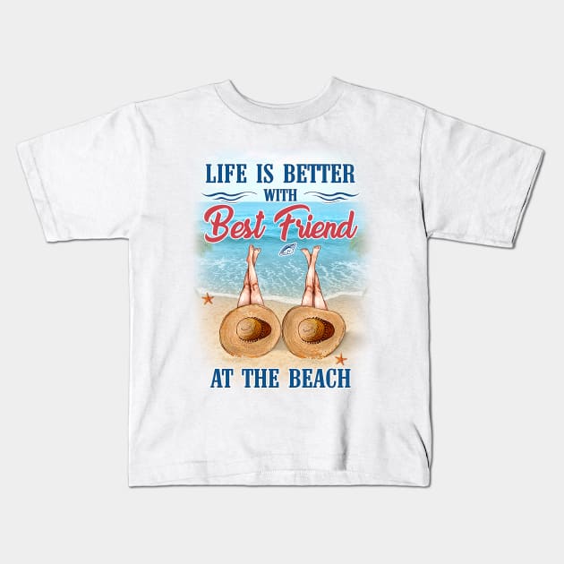 Best Friend At The Beach Kids T-Shirt by Sunset beach lover